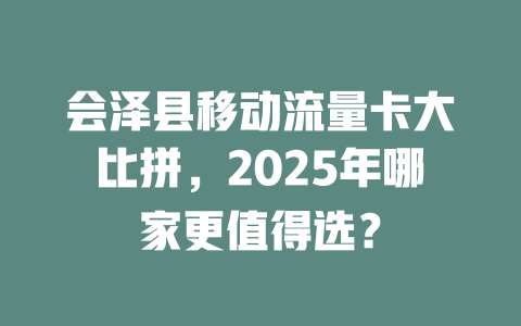 会泽县移动流量卡大比拼，2025年哪家更值得选？