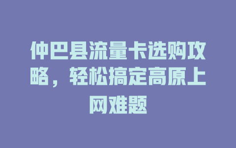 仲巴县流量卡选购攻略，轻松搞定高原上网难题