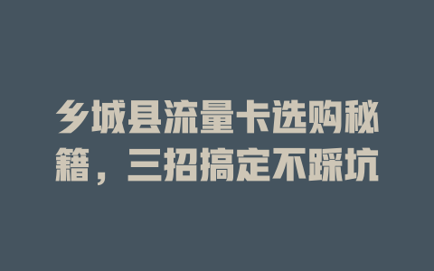 乡城县流量卡选购秘籍，三招搞定不踩坑