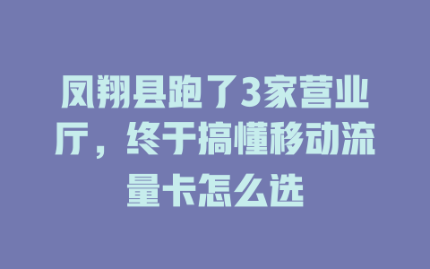 凤翔县跑了3家营业厅，终于搞懂移动流量卡怎么选