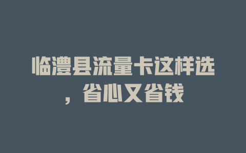 临澧县流量卡这样选，省心又省钱