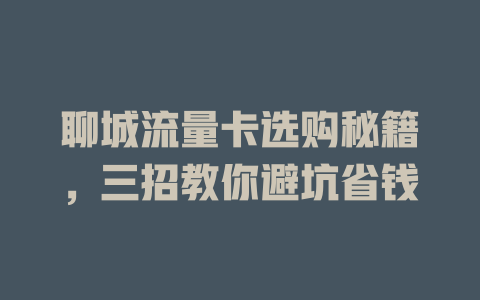 聊城流量卡选购秘籍，三招教你避坑省钱
