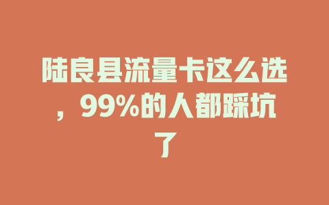陆良县流量卡这么选，99%的人都踩坑了