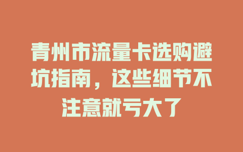 青州市流量卡选购避坑指南，这些细节不注意就亏大了