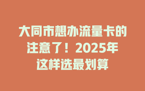 大同市想办流量卡的注意了！2025年这样选最划算