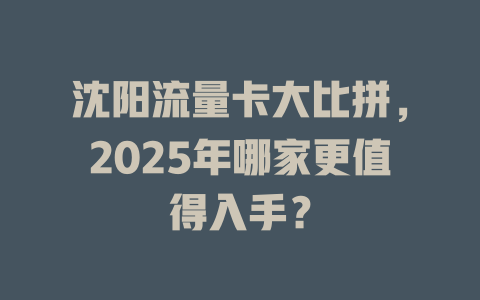 沈阳流量卡大比拼，2025年哪家更值得入手？