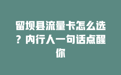 留坝县流量卡怎么选？内行人一句话点醒你