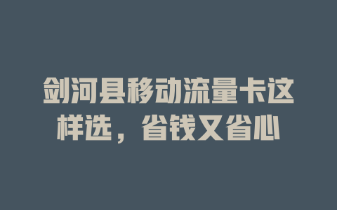 剑河县移动流量卡这样选，省钱又省心