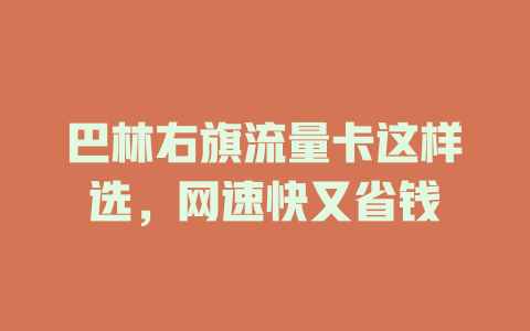 巴林右旗流量卡这样选，网速快又省钱