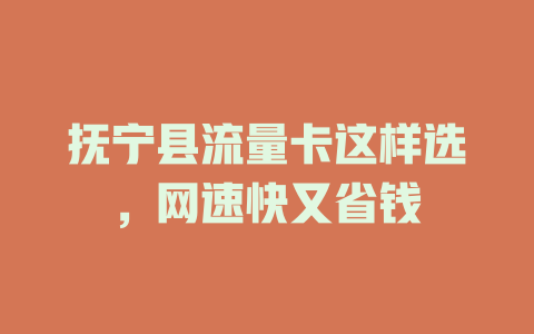 抚宁县流量卡这样选，网速快又省钱