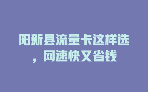 阳新县流量卡这样选，网速快又省钱