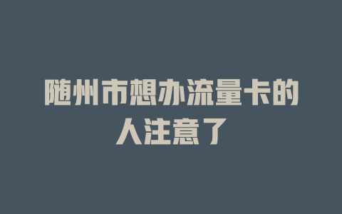 随州市想办流量卡的人注意了