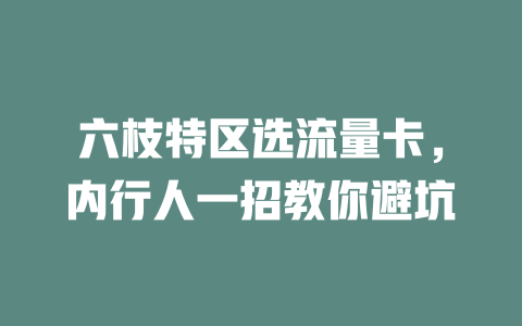 六枝特区选流量卡，内行人一招教你避坑