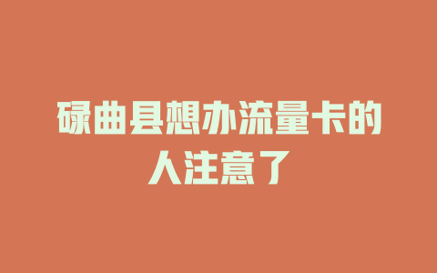 碌曲县想办流量卡的人注意了