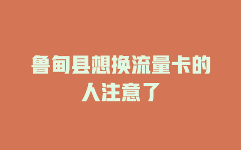 鲁甸县想换流量卡的人注意了