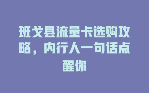 班戈县流量卡选购攻略，内行人一句话点醒你