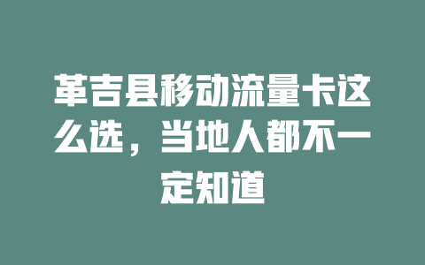 革吉县移动流量卡这么选，当地人都不一定知道
