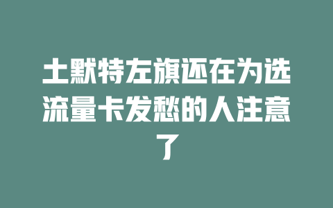 土默特左旗还在为选流量卡发愁的人注意了