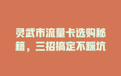 灵武市流量卡选购秘籍，三招搞定不踩坑
