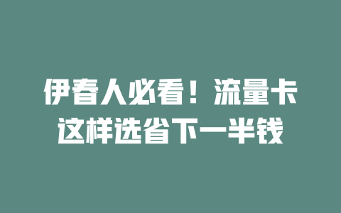 伊春人必看！流量卡这样选省下一半钱