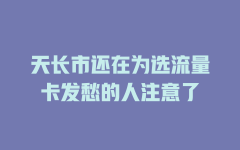 天长市还在为选流量卡发愁的人注意了