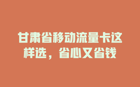 甘肃省移动流量卡这样选，省心又省钱