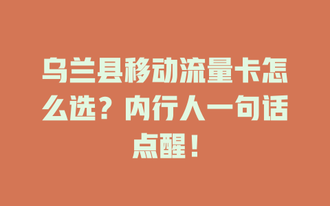 乌兰县移动流量卡怎么选？内行人一句话点醒！