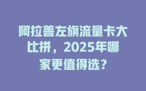 阿拉善左旗流量卡大比拼，2025年哪家更值得选？