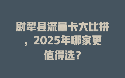 尉犁县流量卡大比拼，2025年哪家更值得选？