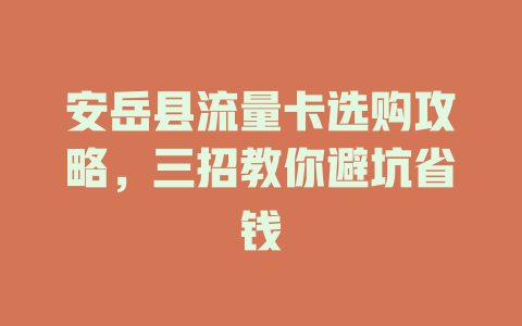 安岳县流量卡选购攻略，三招教你避坑省钱