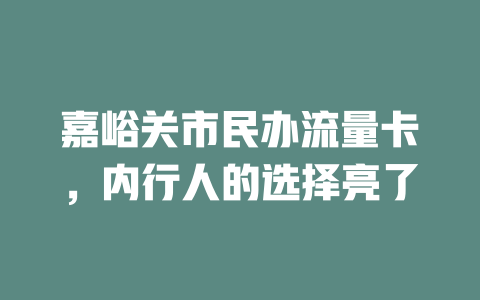 嘉峪关市民办流量卡，内行人的选择亮了