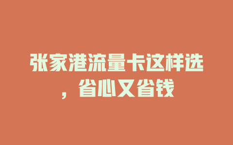 张家港流量卡这样选，省心又省钱