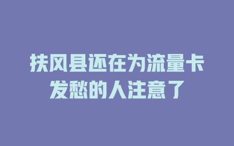 扶风县还在为流量卡发愁的人注意了