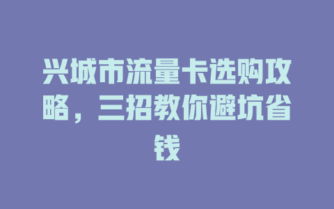 兴城市流量卡选购攻略，三招教你避坑省钱