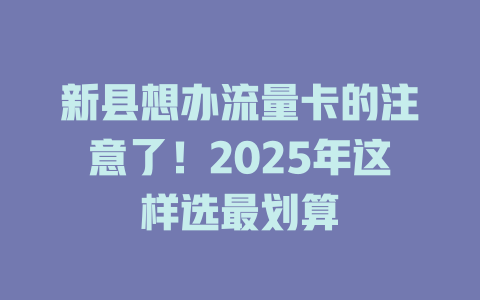 新县想办流量卡的注意了！2025年这样选最划算