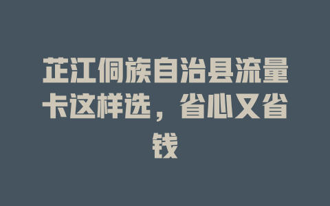 芷江侗族自治县流量卡这样选，省心又省钱