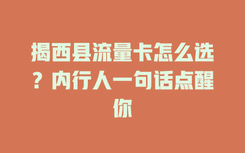 揭西县流量卡怎么选？内行人一句话点醒你