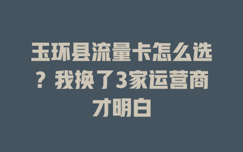 玉环县流量卡怎么选？我换了3家运营商才明白