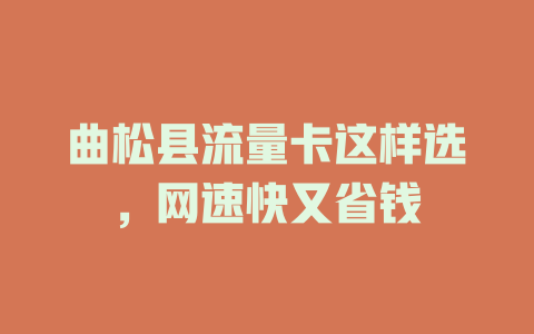 曲松县流量卡这样选，网速快又省钱