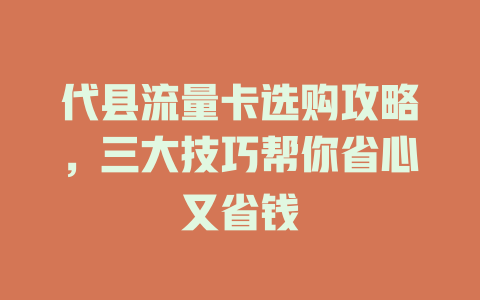 代县流量卡选购攻略，三大技巧帮你省心又省钱