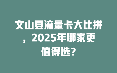 文山县流量卡大比拼，2025年哪家更值得选？