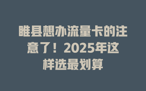 睢县想办流量卡的注意了！2025年这样选最划算
