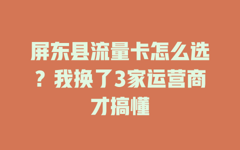 屏东县流量卡怎么选？我换了3家运营商才搞懂