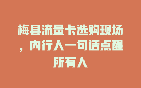 梅县流量卡选购现场，内行人一句话点醒所有人