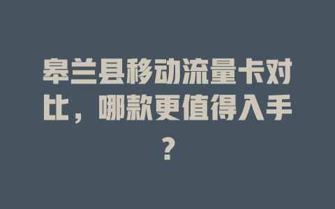 皋兰县移动流量卡对比，哪款更值得入手？