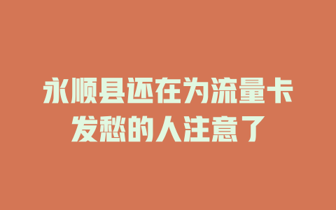 永顺县还在为流量卡发愁的人注意了