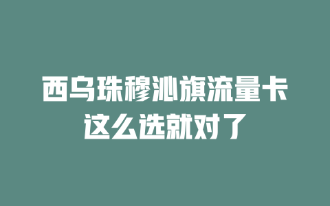 西乌珠穆沁旗流量卡这么选就对了