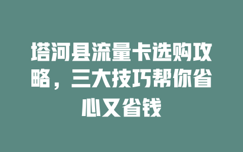 塔河县流量卡选购攻略，三大技巧帮你省心又省钱