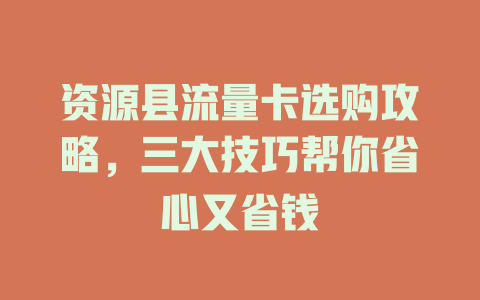 资源县流量卡选购攻略，三大技巧帮你省心又省钱