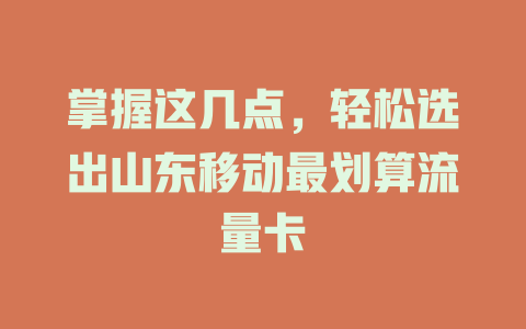 掌握这几点，轻松选出山东移动最划算流量卡